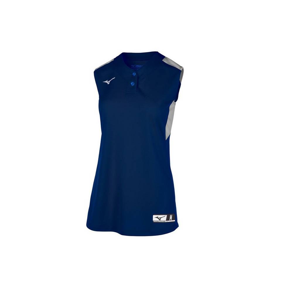 Mizuno Aerolite 2-Button Sleeveless Női Mezek Sötétkék/Szürke RBY746183